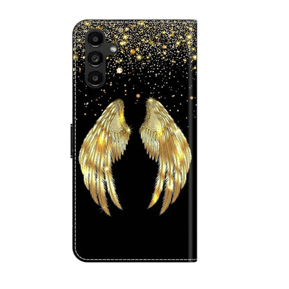 For Samsung Galaxy A14 4G / 5G Crystal 3D Shockproof Protective Leather Phone Case(Golden Wings) by buy2fix