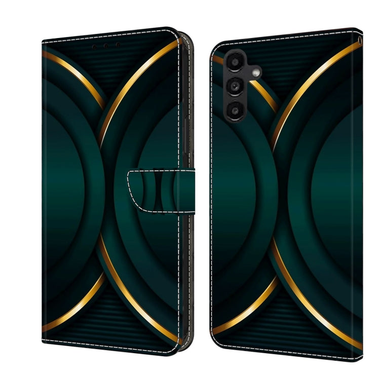 For Samsung Galaxy A14 4G / 5G Crystal 3D Shockproof Protective Leather Phone Case(Gold Outline) by buy2fix