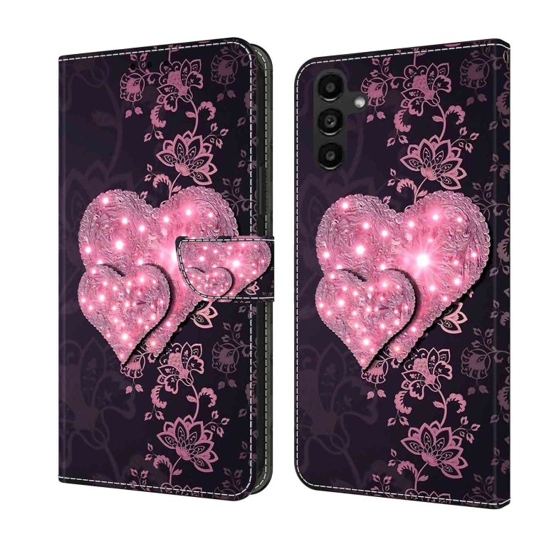 For Samsung Galaxy A14 4G / 5G Crystal 3D Shockproof Protective Leather Phone Case(Lace Love) by buy2fix