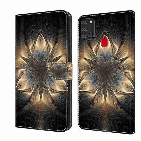 For Samsung Galaxy A21s Crystal 3D Shockproof Protective Leather Phone Case(Luminous Building)