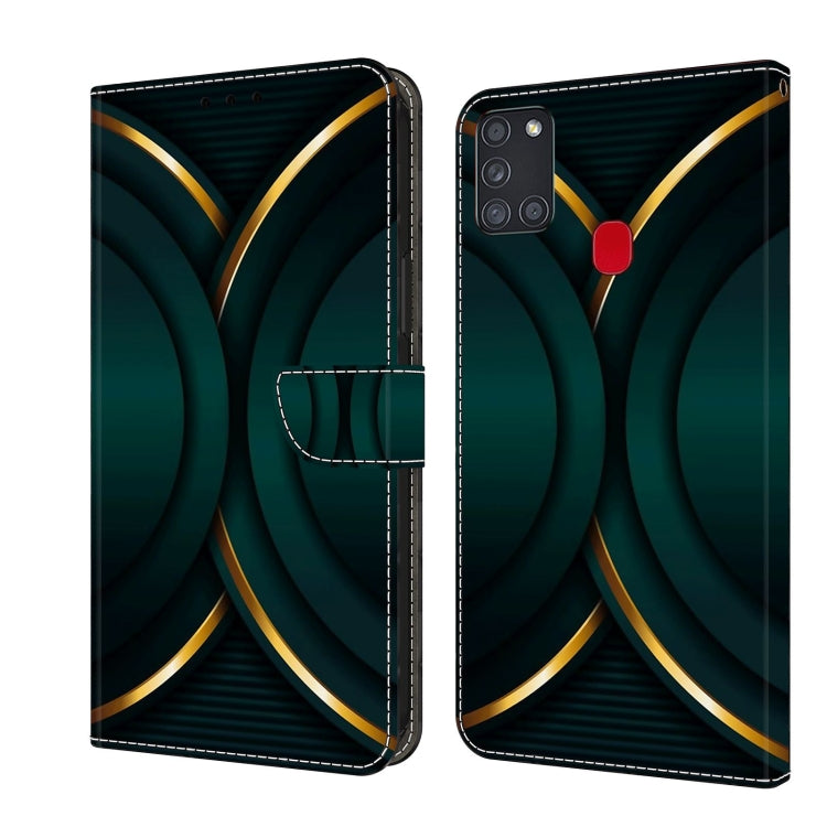 For Samsung Galaxy A21s Crystal 3D Shockproof Protective Leather Phone Case(Gold Outline) by buy2fix