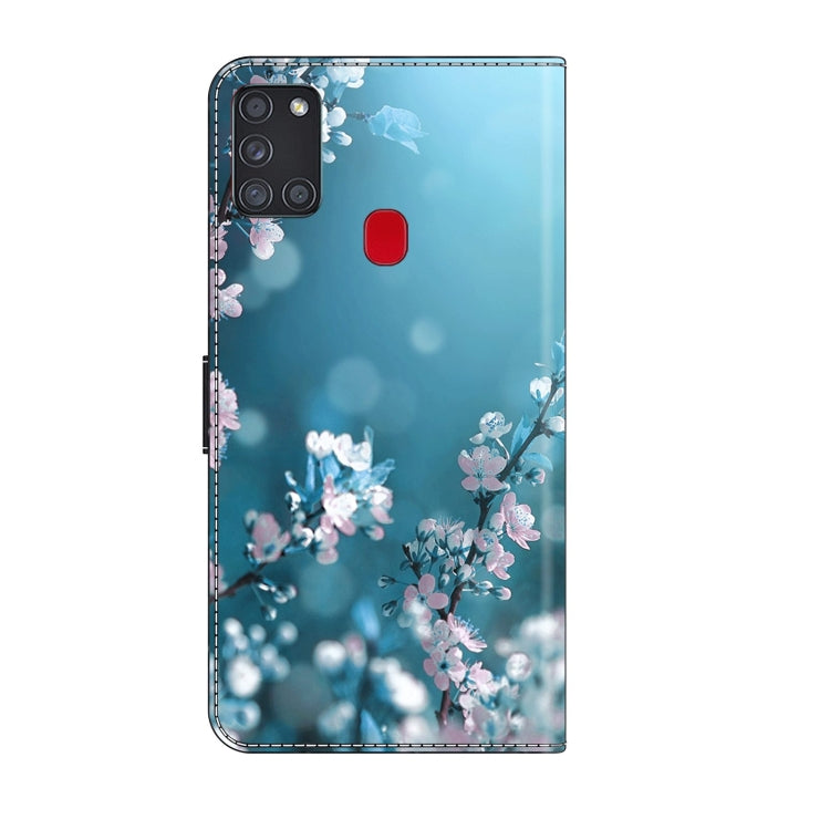 For Samsung Galaxy A21s Crystal 3D Shockproof Protective Leather Phone Case(Plum Flower) by buy2fix