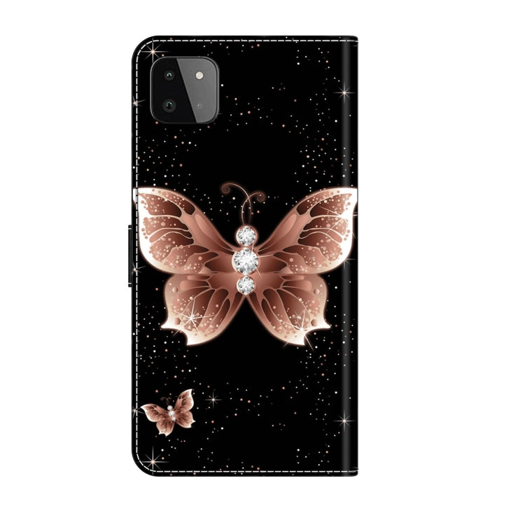 For Samsung Galaxy A22 5G Crystal 3D Shockproof Protective Leather Phone Case(Pink Diamond Butterfly) by buy2fix