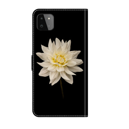 For Samsung Galaxy A22 5G Crystal 3D Shockproof Protective Leather Phone Case(White Flower) by buy2fix