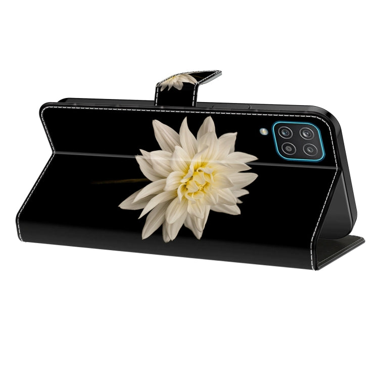 For Samsung Galaxy A22 5G Crystal 3D Shockproof Protective Leather Phone Case(White Flower) by buy2fix