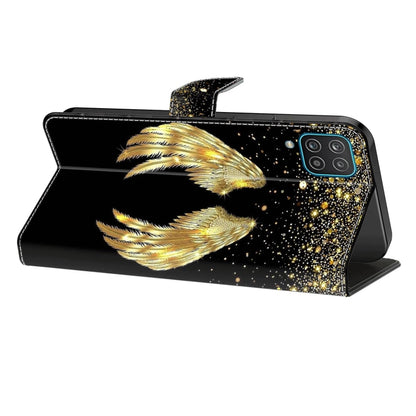 For Samsung Galaxy A22 5G Crystal 3D Shockproof Protective Leather Phone Case(Golden Wings) by buy2fix