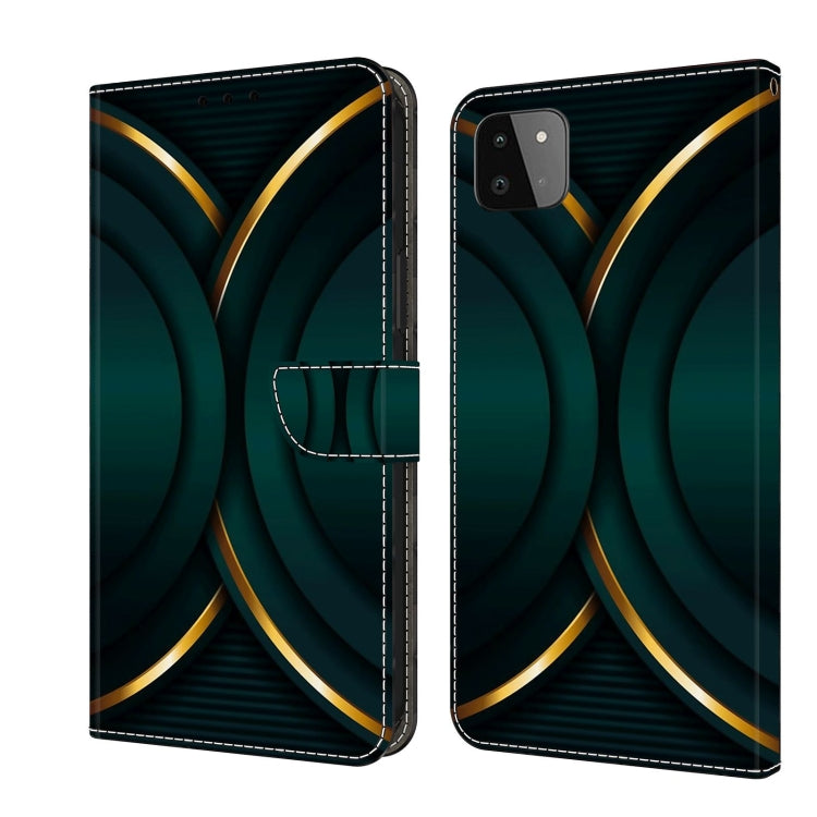 For Samsung Galaxy A22 5G Crystal 3D Shockproof Protective Leather Phone Case(Gold Outline) by buy2fix