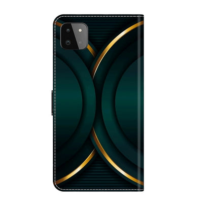 For Samsung Galaxy A22 5G Crystal 3D Shockproof Protective Leather Phone Case(Gold Outline) by buy2fix