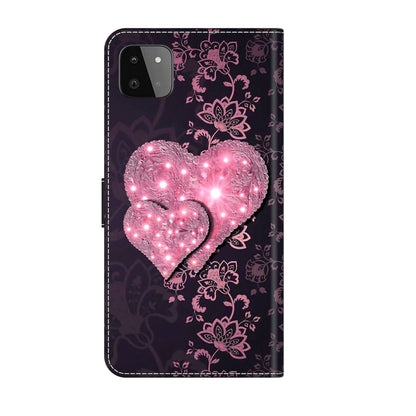For Samsung Galaxy A22 5G Crystal 3D Shockproof Protective Leather Phone Case(Lace Love) by buy2fix