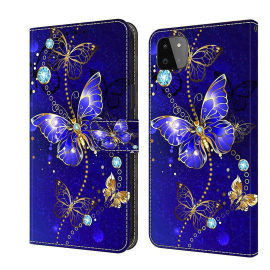 For Samsung Galaxy A22 5G Crystal 3D Shockproof Protective Leather Phone Case(Diamond Butterfly)