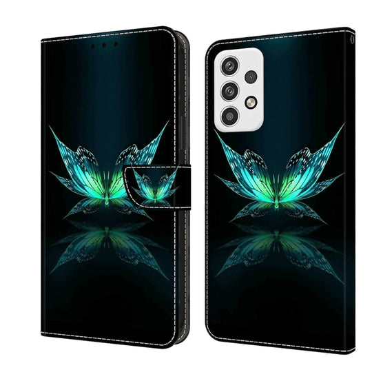 For Samsung Galaxy A23 5G Crystal 3D Shockproof Protective Leather Phone Case(Reflection Dutterfly)