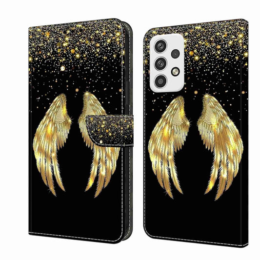 For Samsung Galaxy A23 5G Crystal 3D Shockproof Protective Leather Phone Case(Golden Wings) by buy2fix