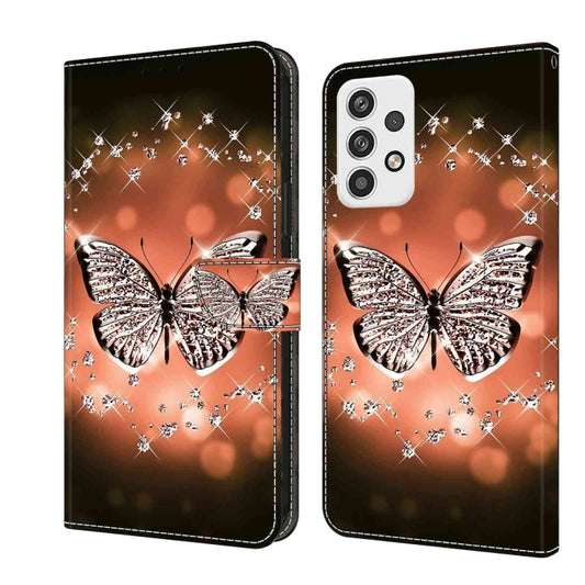 For Samsung Galaxy A23 5G Crystal 3D Shockproof Protective Leather Phone Case(Crystal Butterfly) by buy2fix