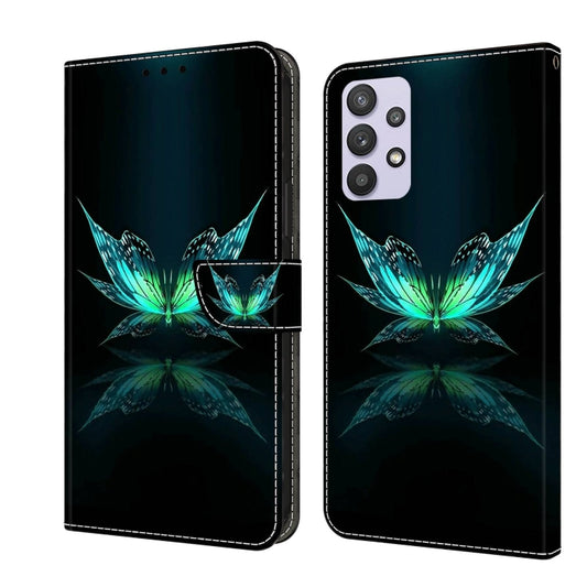 For Samsung Galaxy A32 5G Crystal 3D Shockproof Protective Leather Phone Case(Reflection Dutterfly) by buy2fix