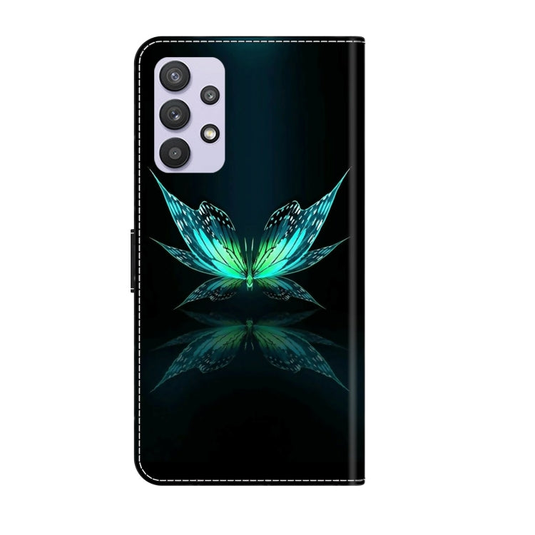 For Samsung Galaxy A32 5G Crystal 3D Shockproof Protective Leather Phone Case(Reflection Dutterfly) by buy2fix
