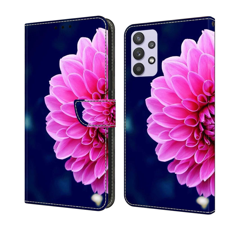 For Samsung Galaxy A32 5G Crystal 3D Shockproof Protective Leather Phone Case(Pink Petals) by buy2fix