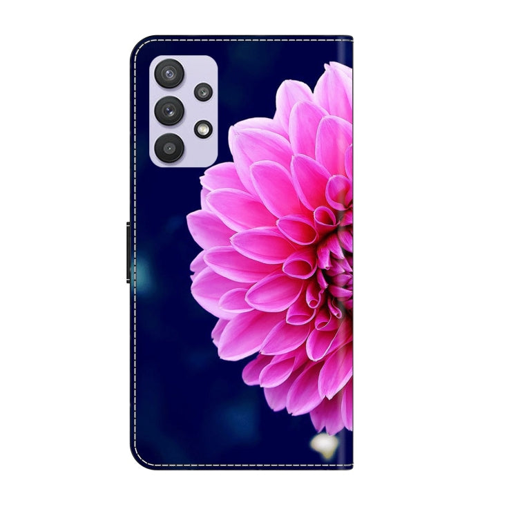 For Samsung Galaxy A32 5G Crystal 3D Shockproof Protective Leather Phone Case(Pink Petals) by buy2fix