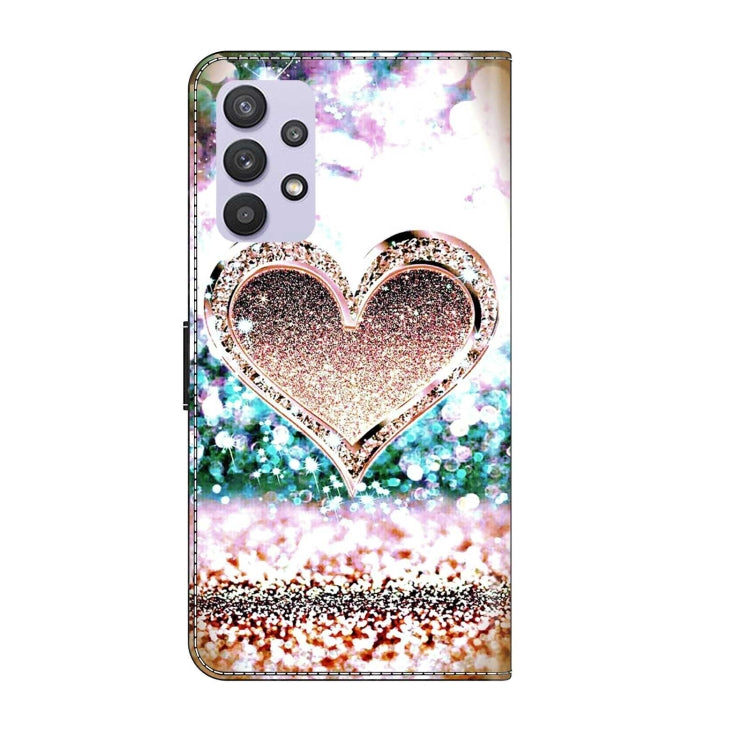 For Samsung Galaxy A32 5G Crystal 3D Shockproof Protective Leather Phone Case(Pink Diamond Heart) by buy2fix