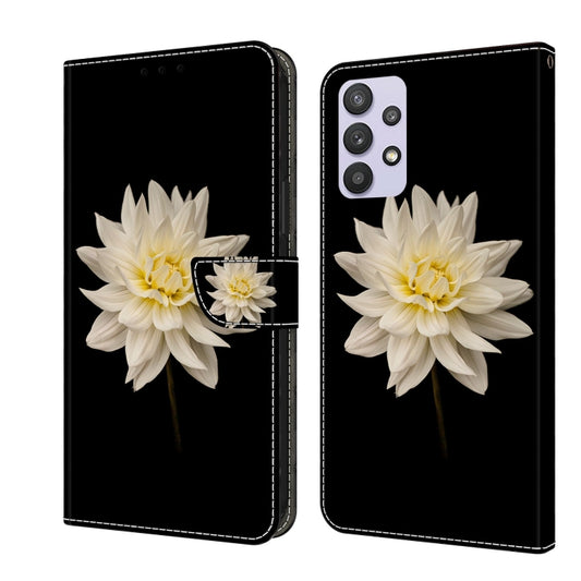 For Samsung Galaxy A32 5G Crystal 3D Shockproof Protective Leather Phone Case(White Flower) - Galaxy Phone Cases by buy2fix | Online Shopping UK | buy2fix