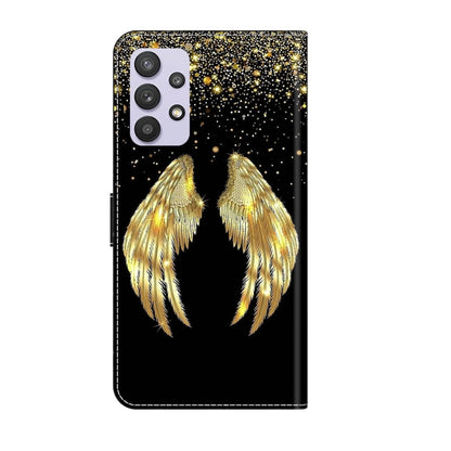 For Samsung Galaxy A32 5G Crystal 3D Shockproof Protective Leather Phone Case(Golden Wings) by buy2fix