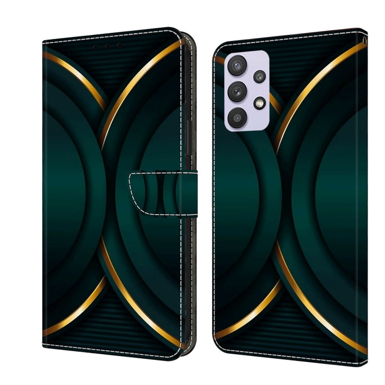 For Samsung Galaxy A32 5G Crystal 3D Shockproof Protective Leather Phone Case(Gold Outline) by buy2fix