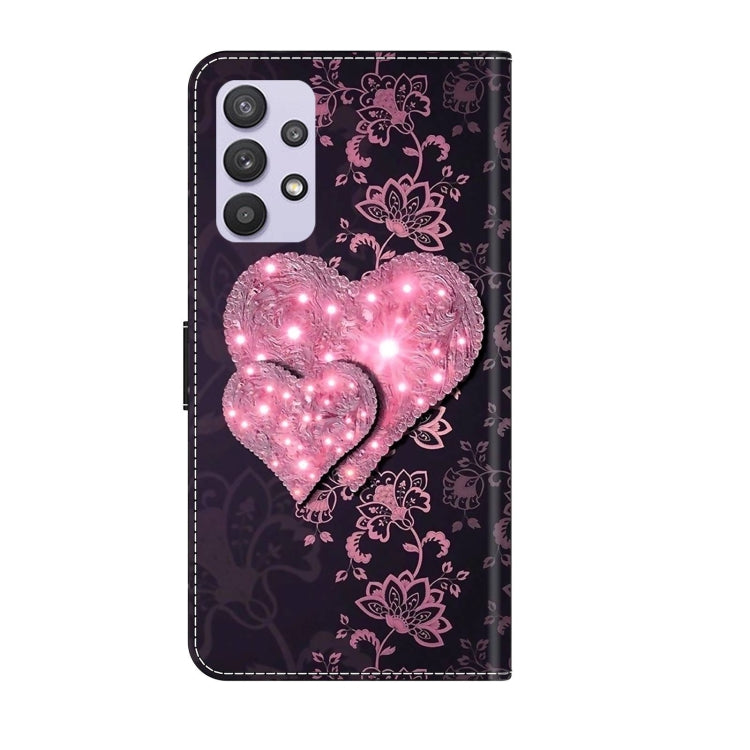 For Samsung Galaxy A32 5G Crystal 3D Shockproof Protective Leather Phone Case(Lace Love) by buy2fix