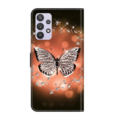 For Samsung Galaxy A32 5G Crystal 3D Shockproof Protective Leather Phone Case(Crystal Butterfly) by buy2fix