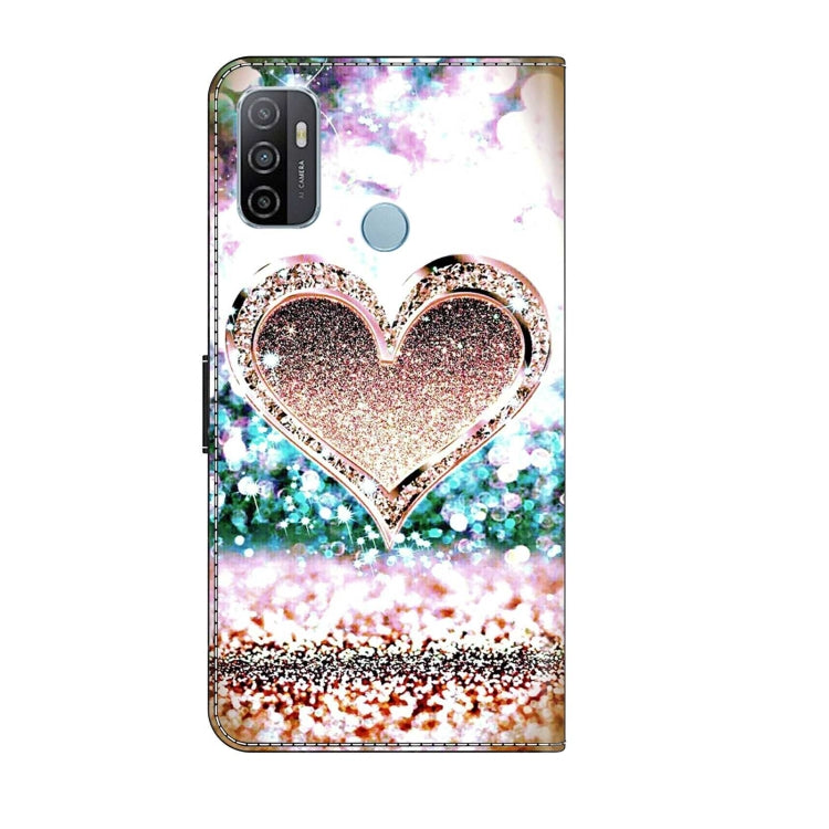 For Samsung Galaxy A33 5G Crystal 3D Shockproof Protective Leather Phone Case(Pink Diamond Heart) by buy2fix