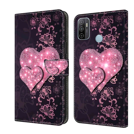 Pour Samsung Galaxy A33 5G Crystal 3D Étui de protection en cuir antichoc (Lace Love)