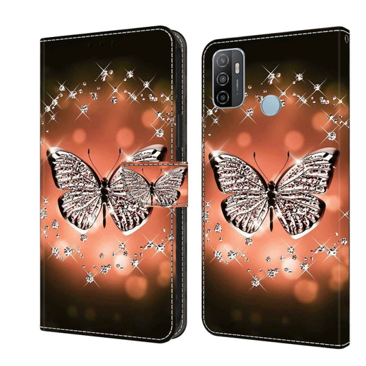 For Samsung Galaxy A33 5G Crystal 3D Shockproof Protective Leather Phone Case(Crystal Butterfly) by buy2fix