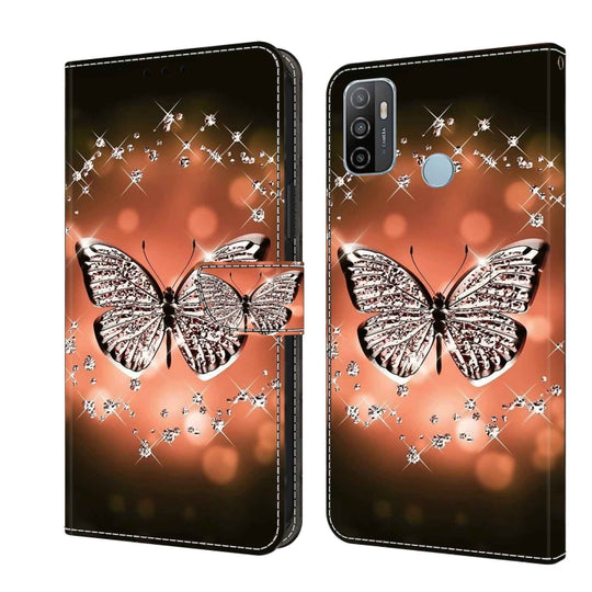 Pour Samsung Galaxy A33 5G Étui de téléphone en cuir de protection antichoc Crystal 3D (Papillon en cristal)