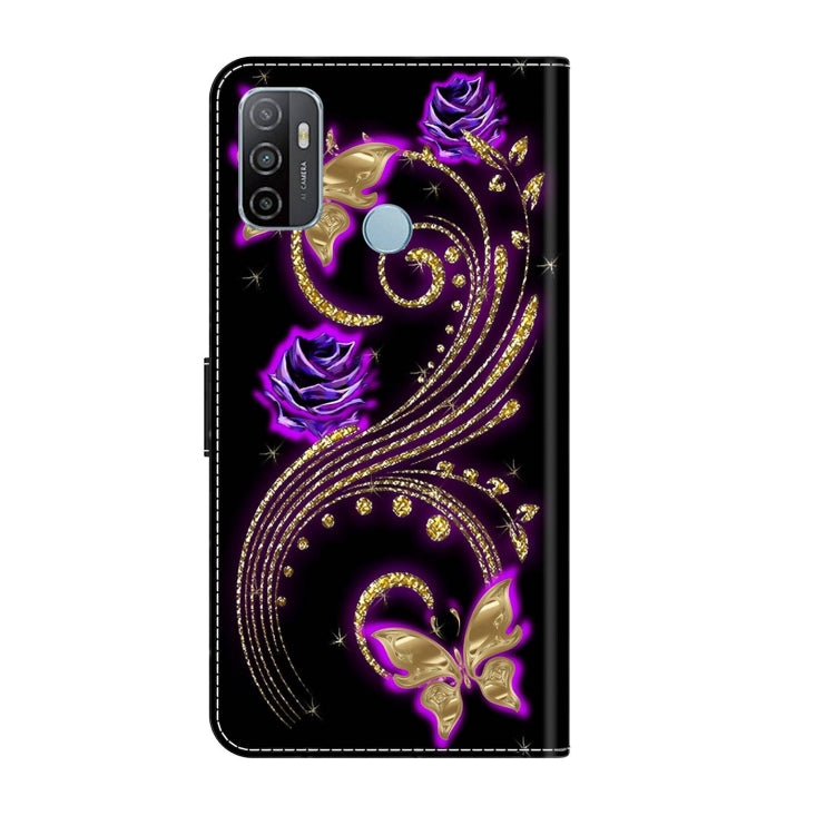 For Samsung Galaxy A33 5G Crystal 3D Shockproof Protective Leather Phone Case(Purple Flower Butterfly) by buy2fix