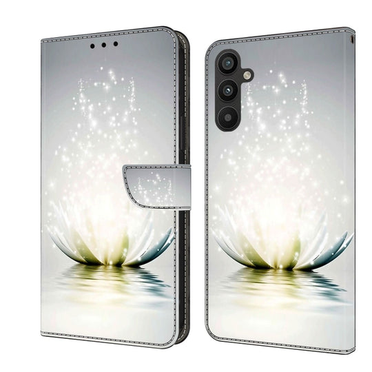 For Samsung Galaxy A34 5G Crystal 3D Shockproof Protective Leather Phone Case(Light Lotus)