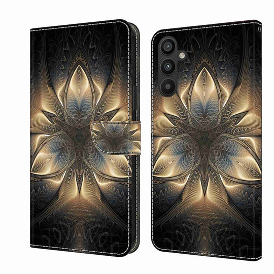 For Samsung Galaxy A34 5G Crystal 3D Shockproof Protective Leather Phone Case(Luminous Building)