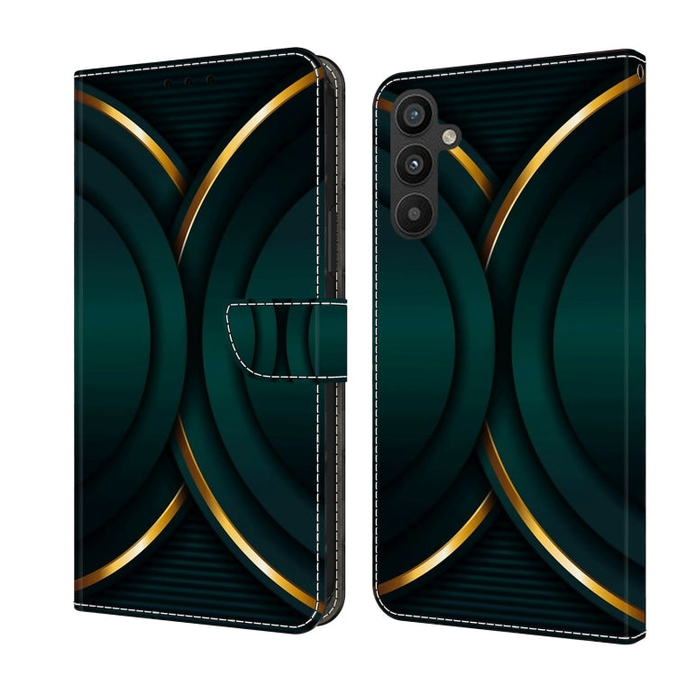 For Samsung Galaxy A34 5G Crystal 3D Shockproof Protective Leather Phone Case(Gold Outline) by buy2fix