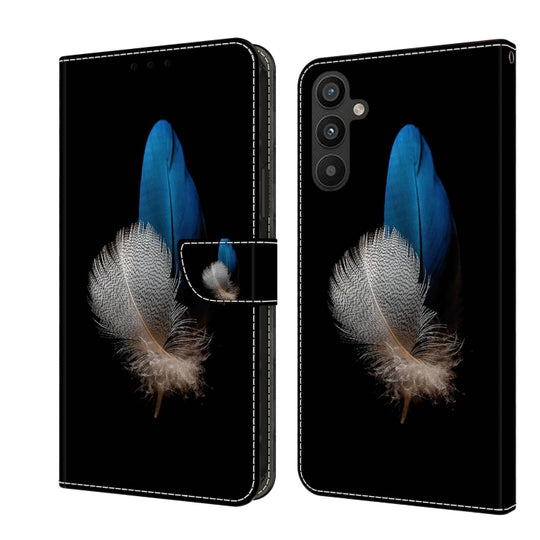For Samsung Galaxy A34 5G Crystal 3D Shockproof Protective Leather Phone Case(Two Branches)
