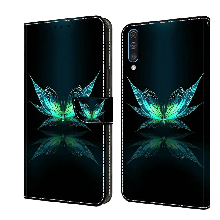 For Samsung Galaxy A50 Crystal 3D Shockproof Protective Leather Phone Case(Reflection Dutterfly) by buy2fix