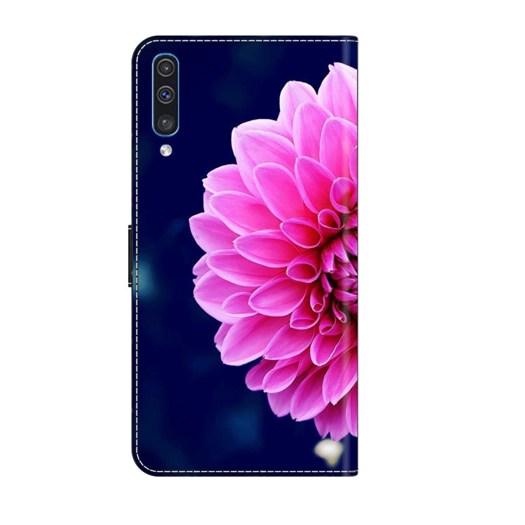 For Samsung Galaxy A50 Crystal 3D Shockproof Protective Leather Phone Case(Pink Petals) by buy2fix