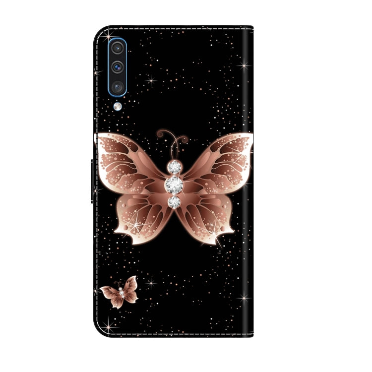 For Samsung Galaxy A50 Crystal 3D Shockproof Protective Leather Phone Case(Pink Diamond Butterfly) by buy2fix