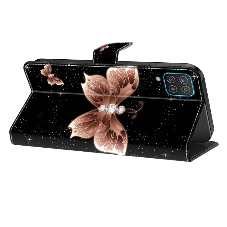 For Samsung Galaxy A50 Crystal 3D Shockproof Protective Leather Phone Case(Pink Diamond Butterfly) by buy2fix