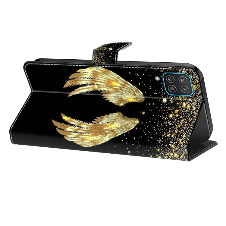 For Samsung Galaxy A50 Crystal 3D Shockproof Protective Leather Phone Case(Golden Wings) by buy2fix