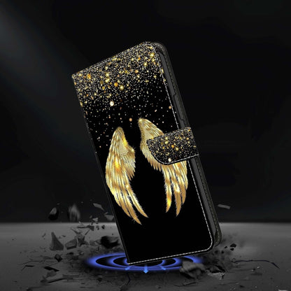 For Samsung Galaxy A50 Crystal 3D Shockproof Protective Leather Phone Case(Golden Wings) by buy2fix