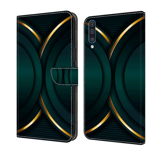 For Samsung Galaxy A50 Crystal 3D Shockproof Protective Leather Phone Case(Gold Outline) by buy2fix