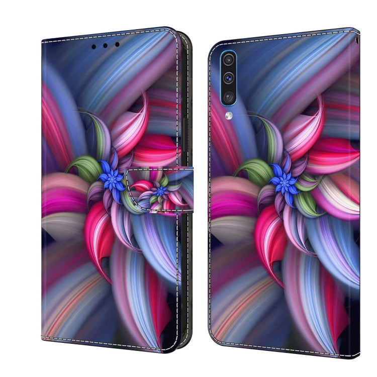 For Samsung Galaxy A50 Crystal 3D Shockproof Protective Leather Phone Case(Colorful Flower) by buy2fix
