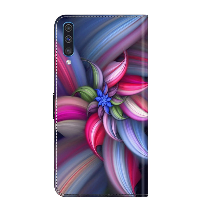 For Samsung Galaxy A50 Crystal 3D Shockproof Protective Leather Phone Case(Colorful Flower) by buy2fix