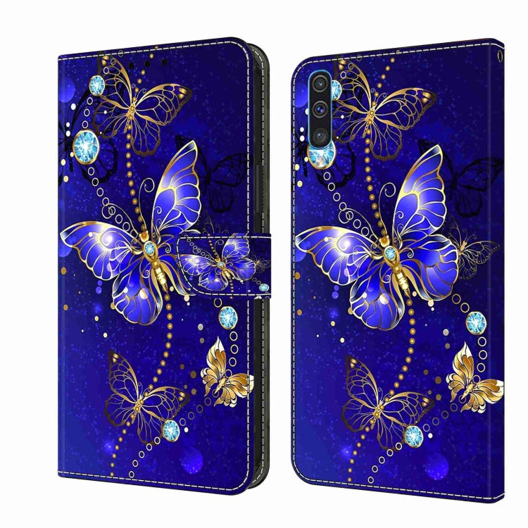 For Samsung Galaxy A50 Crystal 3D Shockproof Protective Leather Phone Case(Diamond Butterfly) by buy2fix