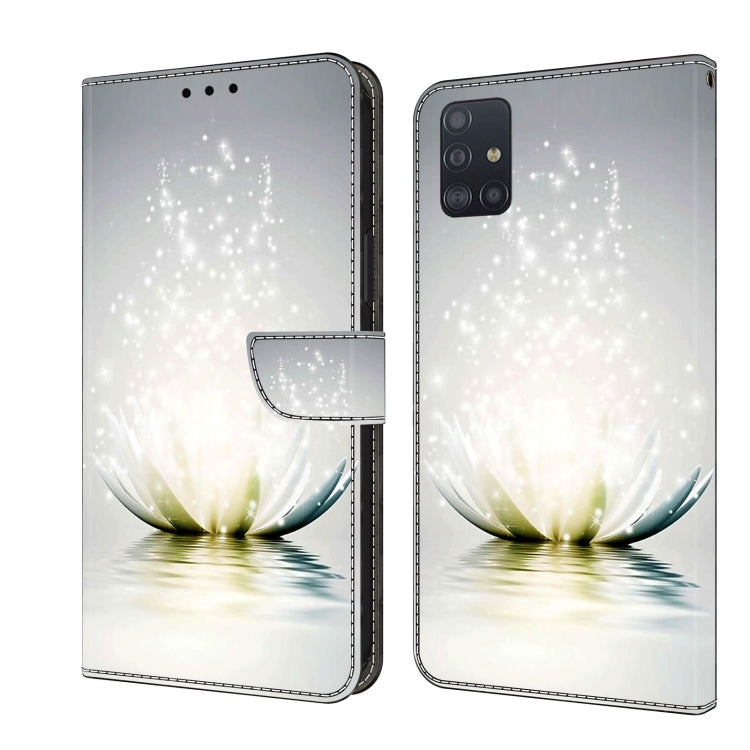 For Samsung Galaxy A51 4G Crystal 3D Shockproof Protective Leather Phone Case(Light Lotus) by buy2fix
