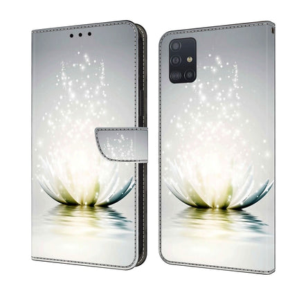For Samsung Galaxy A51 4G Crystal 3D Shockproof Protective Leather Phone Case(Light Lotus) by buy2fix