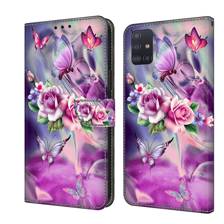 For Samsung Galaxy A51 4G Crystal 3D Shockproof Protective Leather Phone Case(Butterfly) by buy2fix