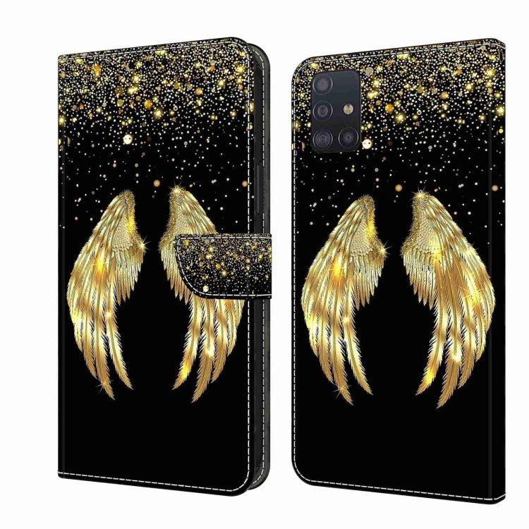 For Samsung Galaxy A51 4G Crystal 3D Shockproof Protective Leather Phone Case(Golden Wings) by buy2fix
